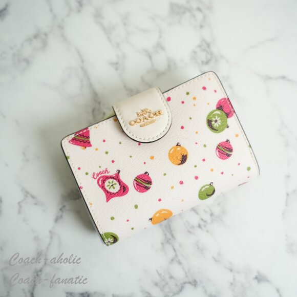 COACH C7413 Medium Corner Zip Wallet With Ornament Print Gold/Chalk Multi - Picture 3 of 9